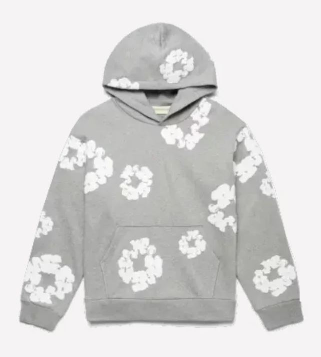 Sudadera gris con estampado floral del catálogo